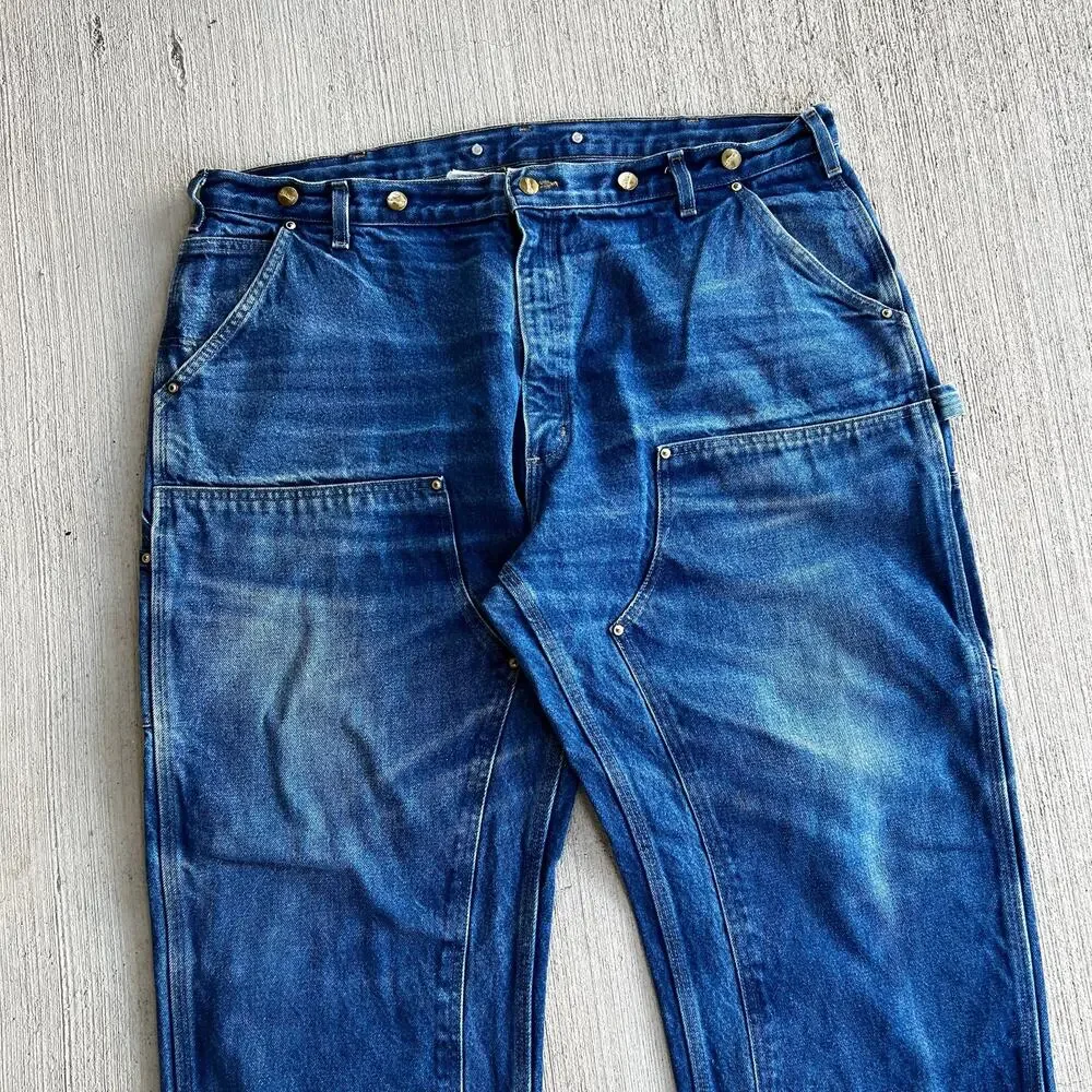 Carhartt B07 DNM faded denim double knee work wear carpenter pants